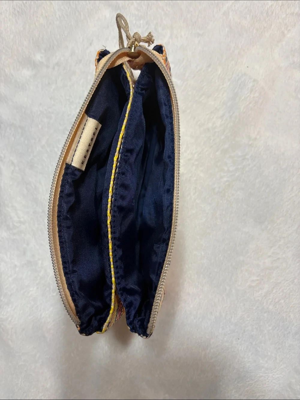Multicolor Woven Cosmetic Pouch - Yellow Pink Navy